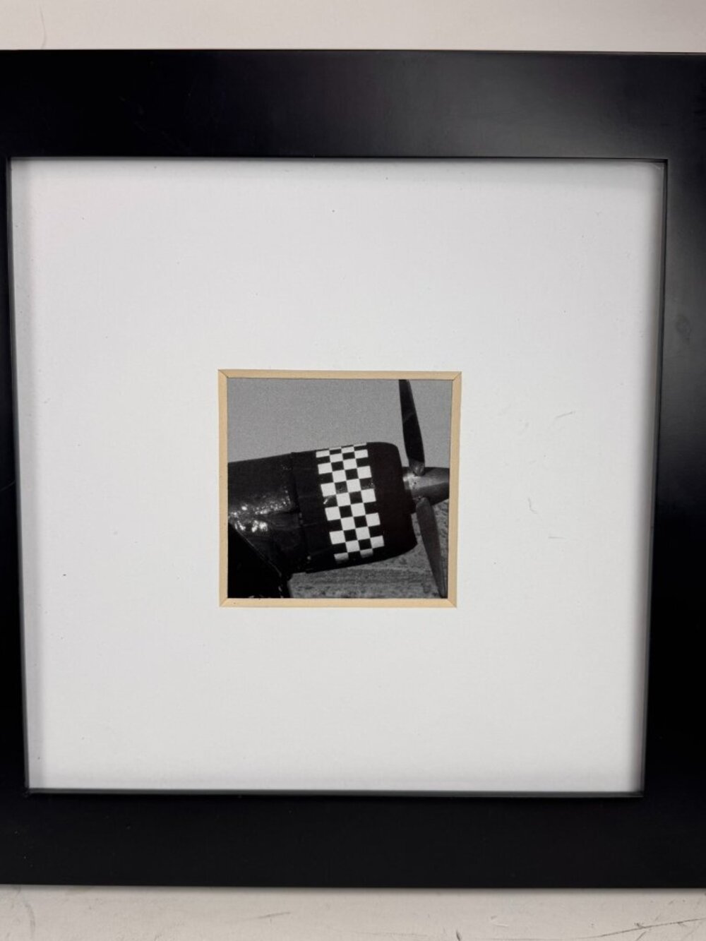Vintage Airplane Propeller Black & White Framed Photograph 12.5" Square Wall Art